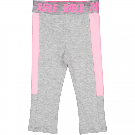 Памучен спортен панталон с розови акценти за бебе, сив Rifle 230900 