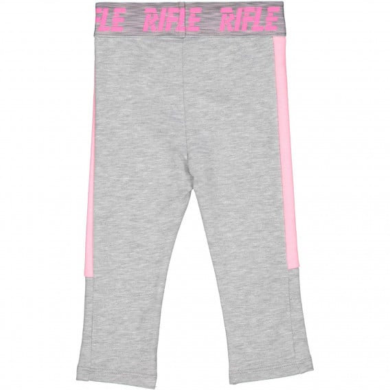 Памучен спортен панталон с розови акценти за бебе, сив Rifle 230901 2