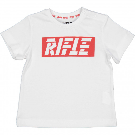 Памучна тениска с логото на бранда за бебе, бяла Rifle 230934 