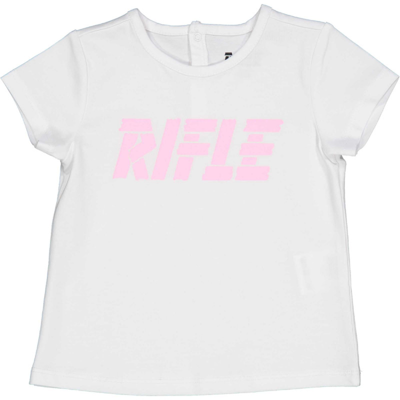 Памучна тениска с логото на бранда за бебе, бяла  230936