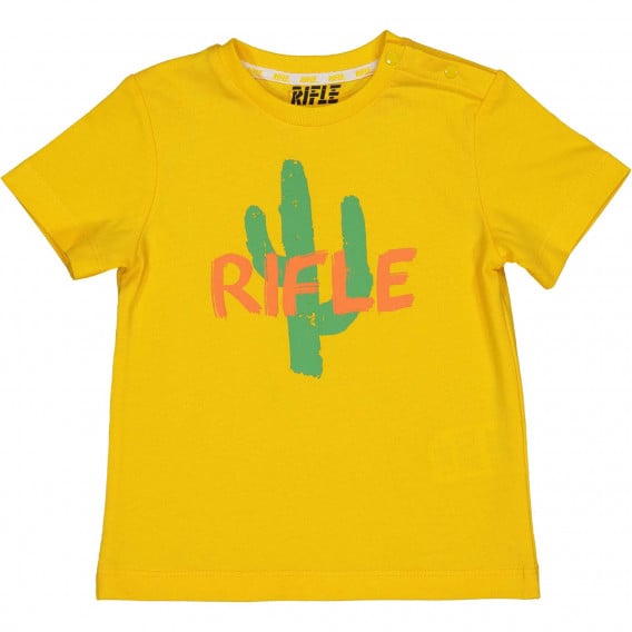 Памучна тениска с щампа на кактус за бебе, жълта Rifle 230940 