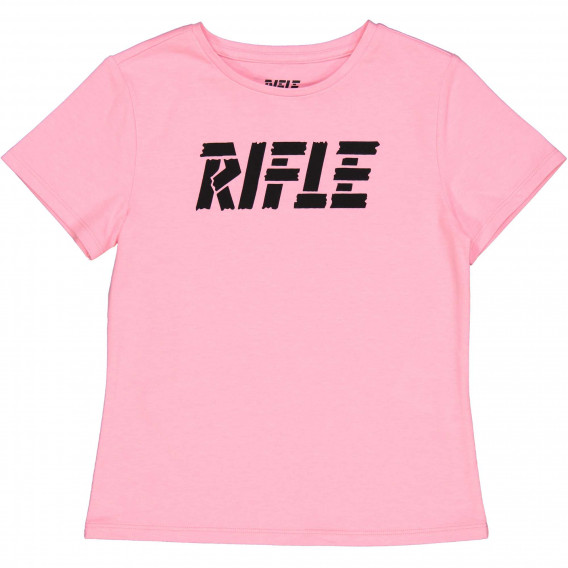 Памучна тениска с логото на бранда, светло розова Rifle 230952 