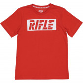 Памучна тениска с логото на бранда, червена Rifle 230960 