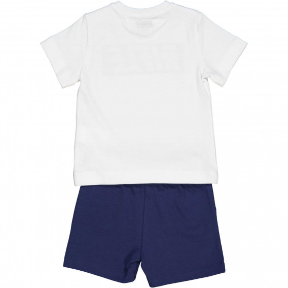 Памучен комплект тениска с къси панталони за бебе в бяло и синьо Rifle 230996 2