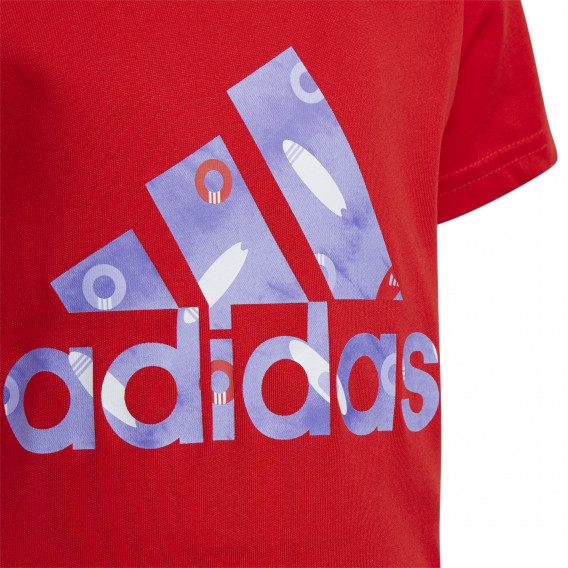 Тениска с логото на бранда, червена Adidas 231135 3