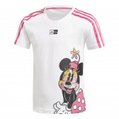 Памучна тениска с щампа на Мини Маус, бяла Adidas 231138 