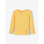 Блуза от органичен памук с панделки за бебе, жълта Name it 231262 