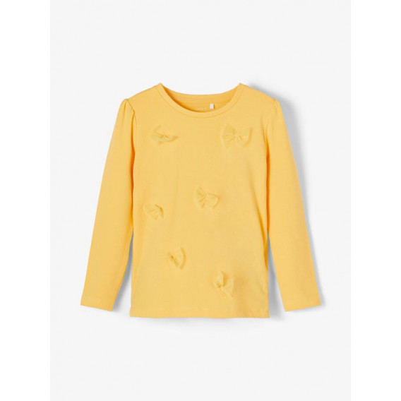 Блуза от органичен памук с панделки за бебе, жълта Name it 231262 