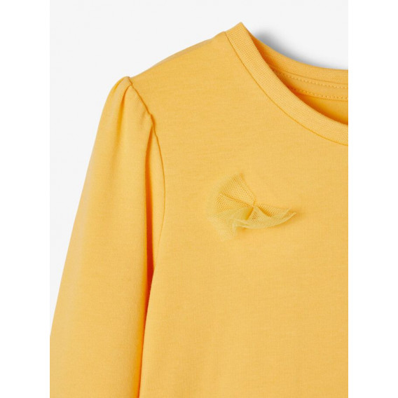 Блуза от органичен памук с панделки за бебе, жълта Name it 231264 3