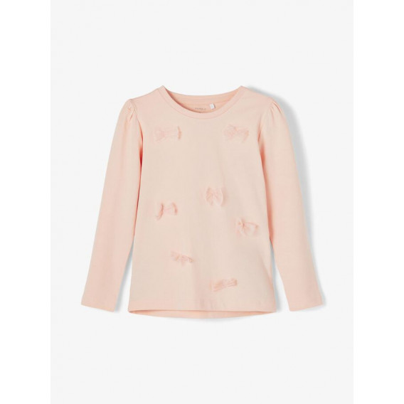 Блуза от органичен памук с панделки за бебе, розова Name it 231268 