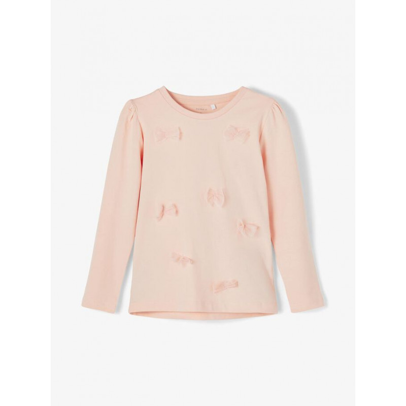 Блуза от органичен памук с панделки за бебе, розова  231268