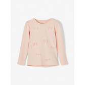Блуза от органичен памук с панделки, розова Name it 231271 