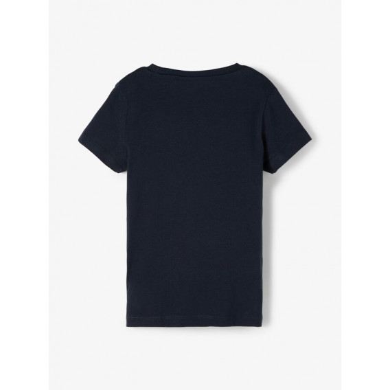 Тениска от органичен памук с щампа на еднорог за бебе, тъмно синя Name it 231275 2