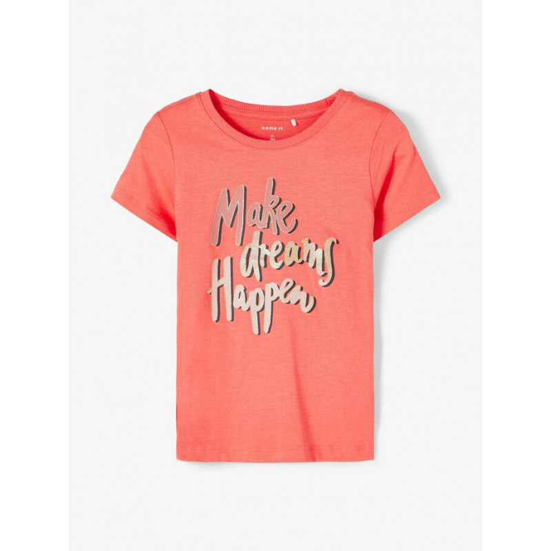 Тениска от органичен памук с графичен принт за бебе, светло розова  231280
