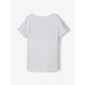 Тениска от органичен памук с графичен принт, бяла Name it 231296 2