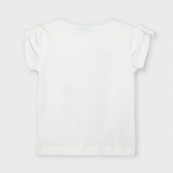 Памучна тениска с панделки на ръкавите, бяла Mayoral 231320 2