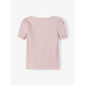 Блуза от органичен памук с буфан ръкави, розова Name it 231329 2