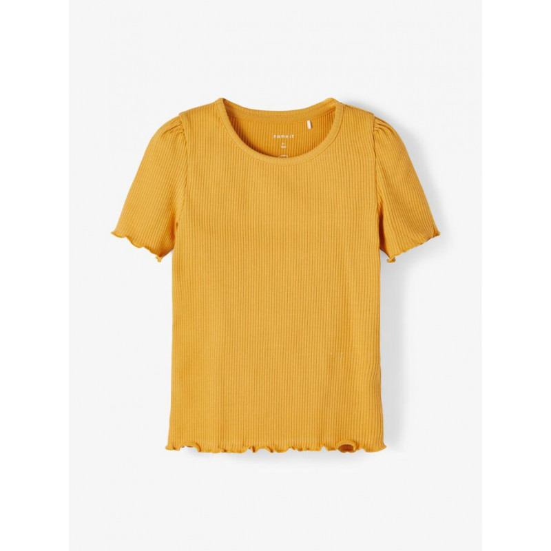 Блуза от органичен памук с буфан ръкави, жълта  231331