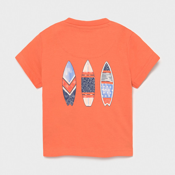 Памучна тениска с щампа за бебе, оранжева Mayoral 231409 2