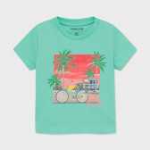 Памучна тениска с графичен принт за бебе в ментов цвят Mayoral 231419 