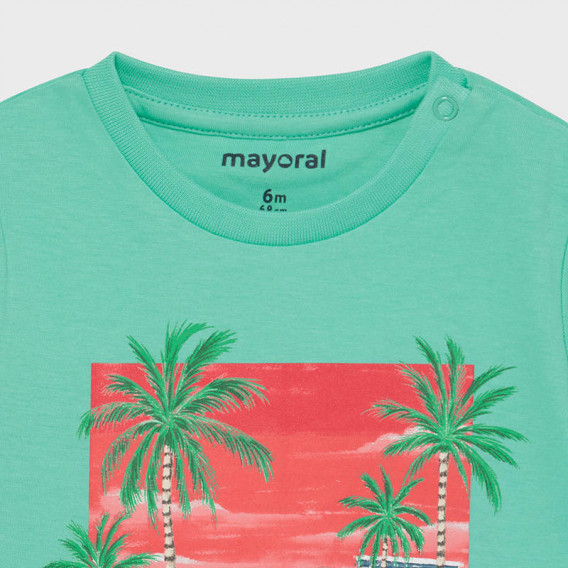 Памучна тениска с графичен принт за бебе в ментов цвят Mayoral 231421 3