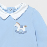 Памучен комплект от блуза и ританки за бебе в бяло и синьо Mayoral 231442 3