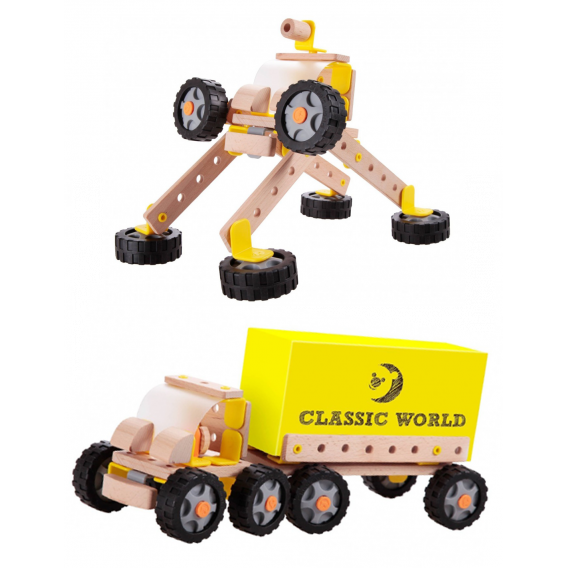 Дървен конструктор - камион робот, 55 части Classic World 231655 