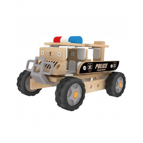 Дървен конструктор - полицейски автомобил, 50 части Classic World 231672 