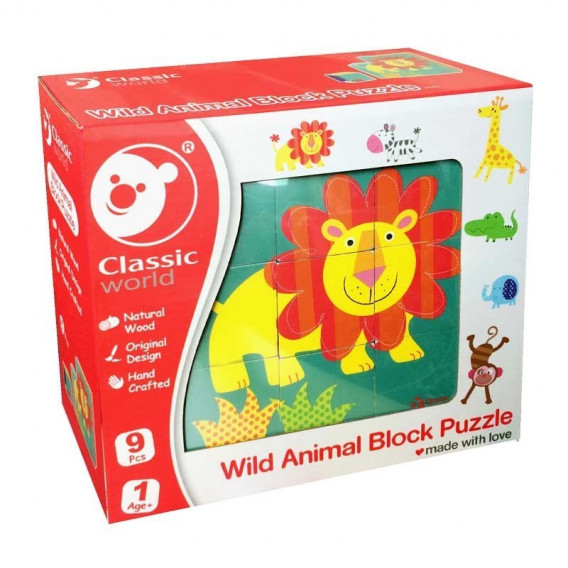 Дървен пъзел кубчета - Диви животни Classic World 231721 2