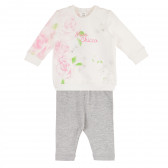 Памучен комплект от блуза и клин в бяло и сиво за бебе Chicco 231801 
