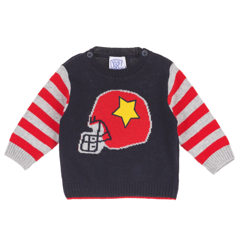 Пуловер с дълъг ръкав за бебе за момче тъмносин  231834