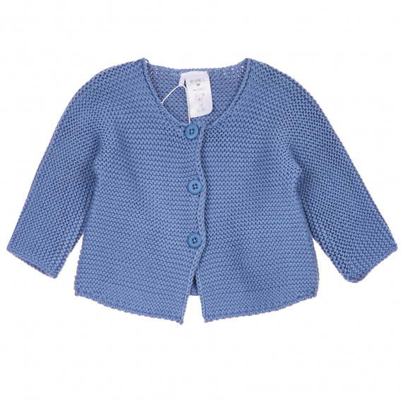 Плетена жилетка за бебе момиче с три копченца, синя Chicco 231859 