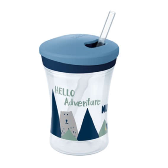 Полипропиленова чаша със сламка, Hello Adventure, синя, 230 мл NUK 231964 