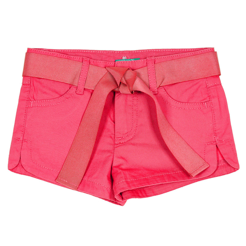 Памучен къси панталони с текстилен колан, розови  232058