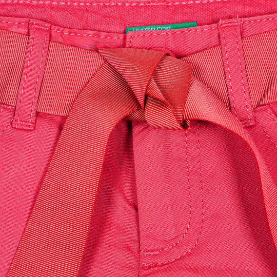 Памучен къси панталони с текстилен колан, розови Benetton 232059 2
