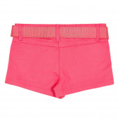 Памучен къси панталони с текстилен колан, розови Benetton 232061 4