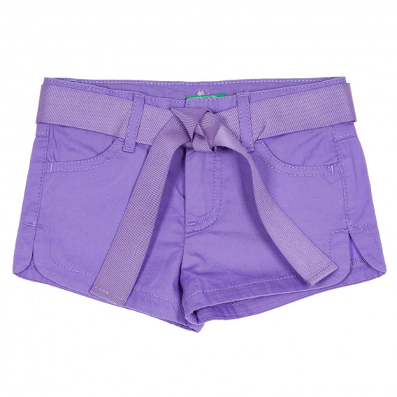 Памучен къси панталони с текстилен колан, лилави Benetton 232062 