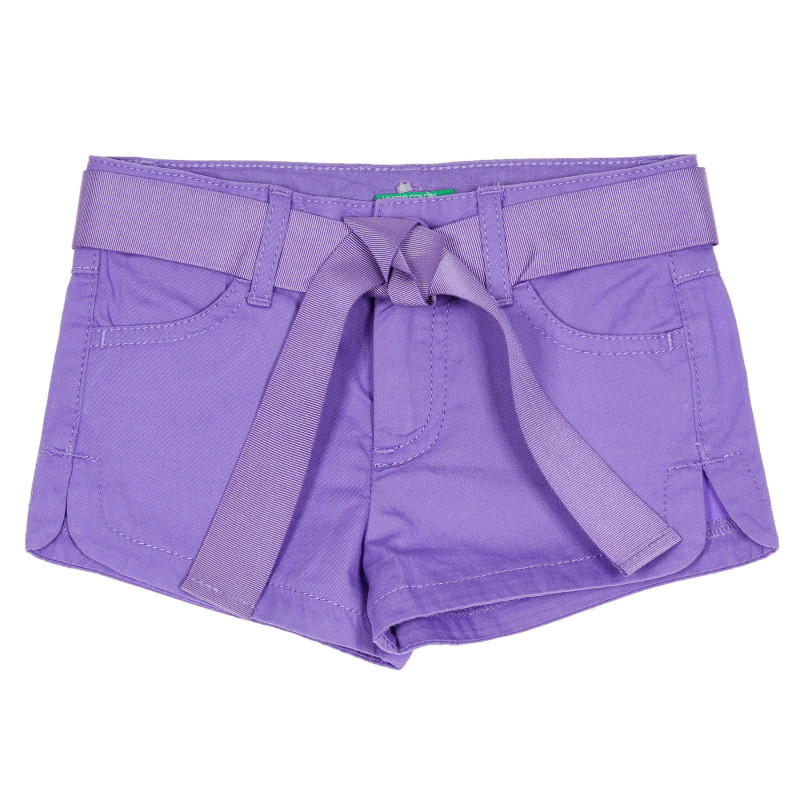 Памучен къси панталони с текстилен колан, лилави  232062