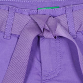 Памучен къси панталони с текстилен колан, лилави Benetton 232063 2