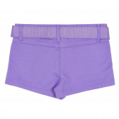 Памучен къси панталони с текстилен колан, лилави Benetton 232065 4
