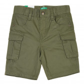 Памучен къси панталони със странични джобове, тъмно зелен Benetton 232145 