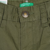 Памучен къси панталони със странични джобове, тъмно зелен Benetton 232146 2