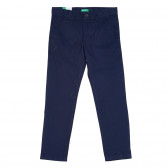 Памучен елегантен панталон, тъмно син Benetton 232181 