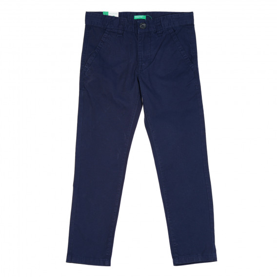 Памучен елегантен панталон, тъмно син Benetton 232181 