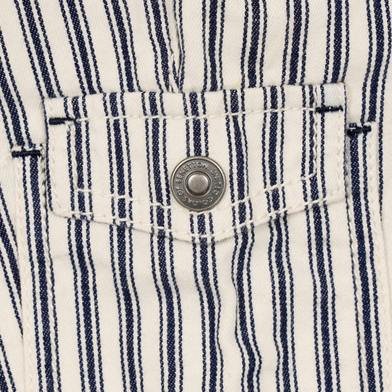 Памучен панталон на бяло синьо райе със страничен джоб за бебе Benetton 232203 3