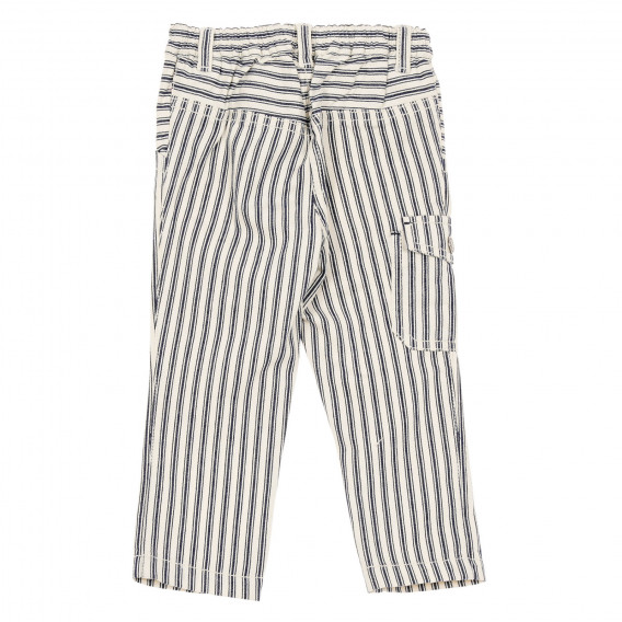 Памучен панталон на бяло синьо райе със страничен джоб за бебе Benetton 232204 4