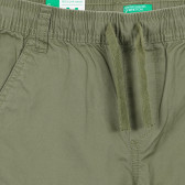 Памучен панталон със странични джобове, тъмно зелен Benetton 232288 2