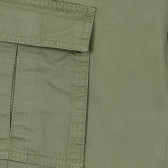 Памучен панталон със странични джобове, тъмно зелен Benetton 232289 3