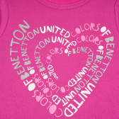 Памучна блуза с щампа сърце и името на бранда, розова Benetton 232537 2