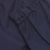 Памучен панталон 7/8 с къдрички на талията, тъмно син Benetton 232631 3